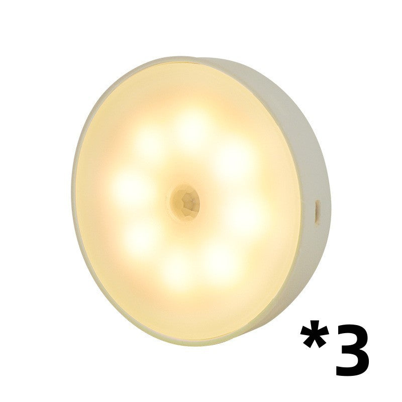 Usb Rechargeable Motion Sensor Light Round Wireless LED