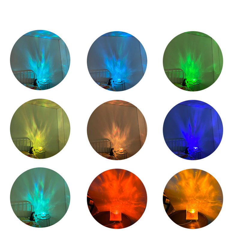 LED Water Ripple Ambient Night Light USB Rotating Projection Crystal Table Lamp