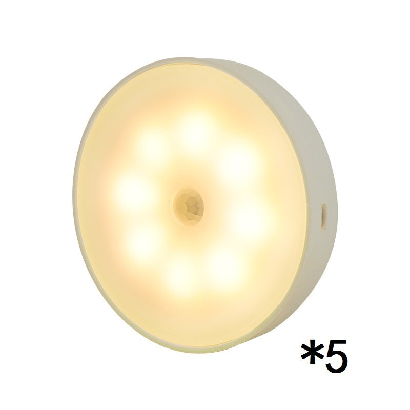 Usb Rechargeable Motion Sensor Light Round Wireless LED